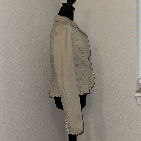 Vintage Y2K Tommy Jeans Blazer Jacket Women's XL Khakhi Stretch Button Front ‘05 - Picture 2 of 10